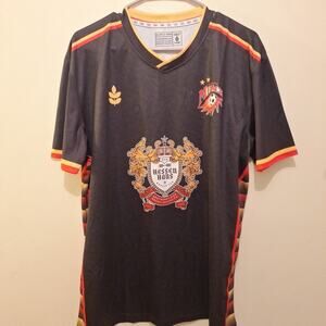 Hessen Haus Pub Jersey Men’s Large Black And Gold Des Moines Menace #23